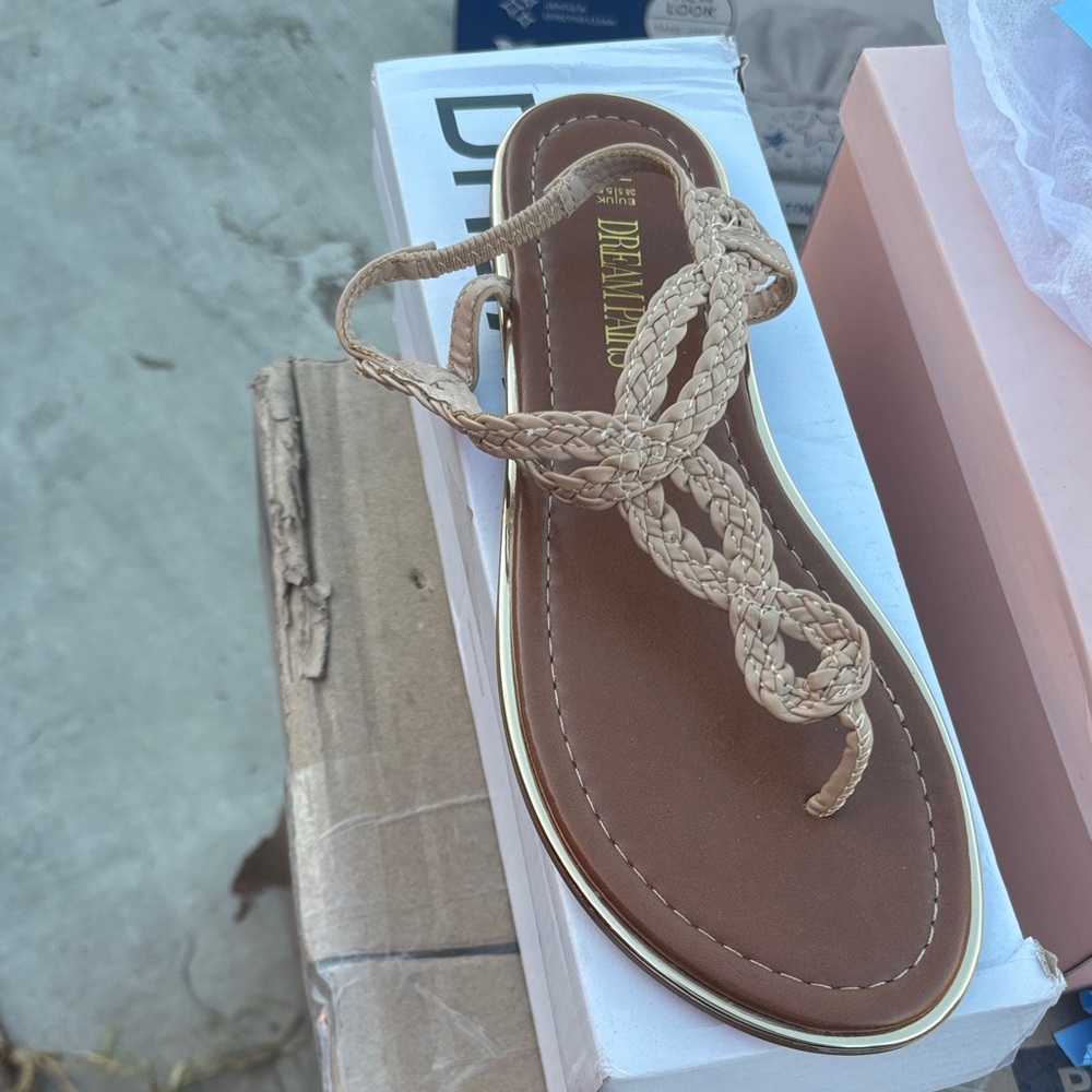 Dream Pairs Women's Beige Braided Sandals